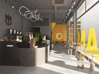 【3D悬赏模型】 Mr Huynh The Nguyen设计现代咖啡店 备餐区 单层 收银