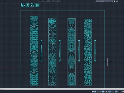 中式垫板彩画雕花图案木雕 图库 挂画