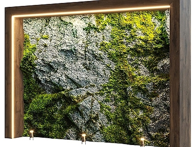 现代绿植墙 苔藓石头墙 落地