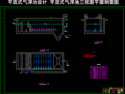 平流式气浮池 平面剖面图 施工图