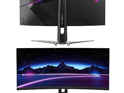 现代电脑 显示器 LED屏幕 弧形屏