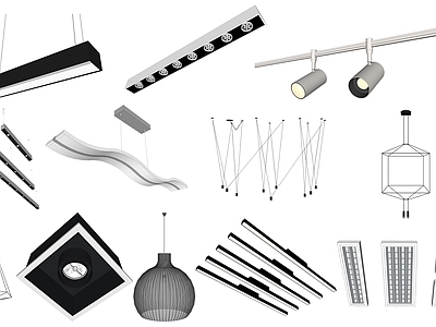 现代灯具组合 格栅灯 工装灯 吊顶灯 筒灯射灯