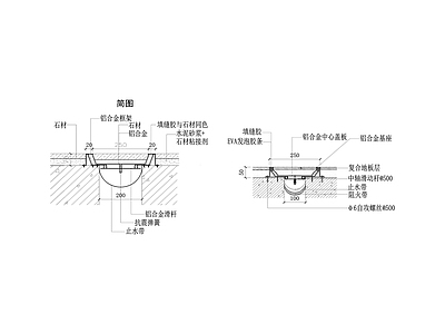 地面收缩缝做法 节点大样图 施工图