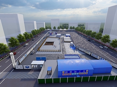 现代施工工地 钢筋加工厂