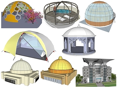 现代穹顶构件 球体构件 城堡 大楼