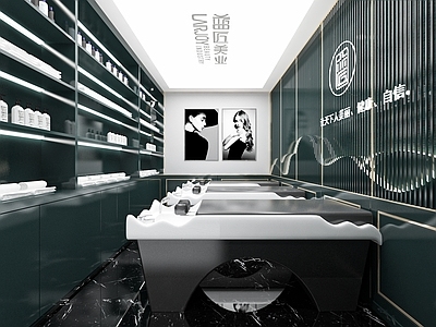 现代理发店 美发店 美容美发店 剪发椅 前台 理发桌椅 沙发 洗头床