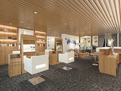 现代理发店 美发店 美容美发店 剪发椅 前台 理发 洗头床