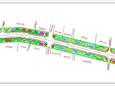 道路绿化景观设计 施工图 效果图 物料清单