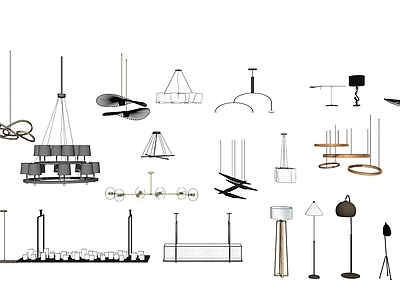 现代灯具组合 吊灯 落地灯 台灯 床头吊灯