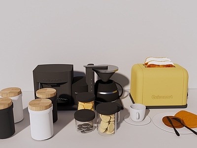 现代厨房用品组合 调味品 面包机