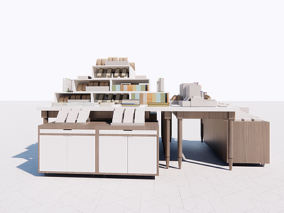 现代货架 超市堆头 商品 文体玩具 现代 促销堆头 本子 笔