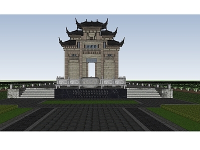中式牌坊景观 灯具 美丽乡村小品