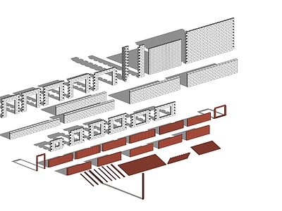 现代砖墙砌筑构件组合