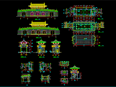 中式仿古山门建筑 施工图