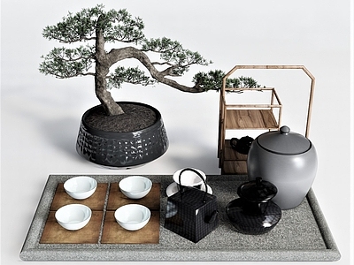 新中式茶具 茶壶 茶杯 植物 毯子 花瓶 花盆 盆栽 茶盘 瓷器