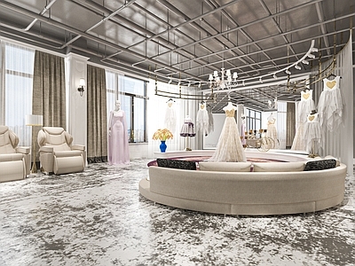 现代摄影店 试纱间 婚纱礼服 婚纱展式间 婚纱展台 休闲沙发