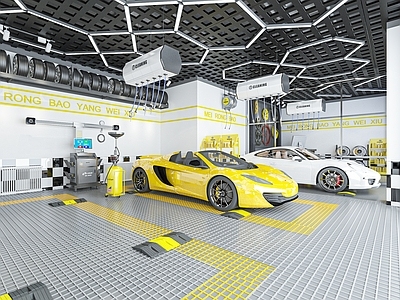 工业风汽车4S店 汽车维修店 美容中心 汽车维修车间 洗车店