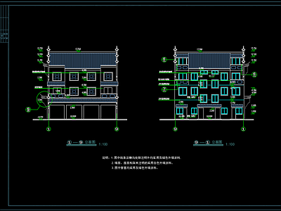 中式农村徽派马头墙住宅楼 施工图