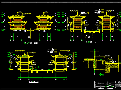 中式古建仿古廊桥 施工图