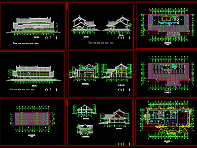 中式仿古图书馆建筑 施工图