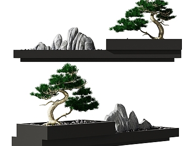 新中式假山山水 小品 石头雕塑 造景树