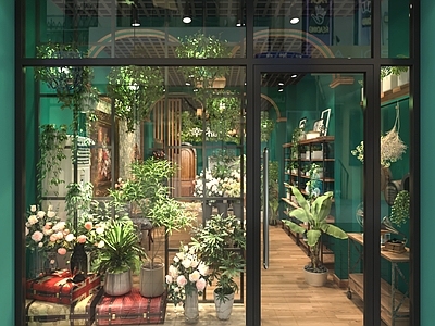 美式花店 复古花店 绿植花卉 花店橱窗