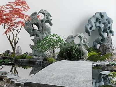 新中式假山山水