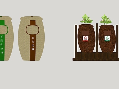 新中式风格垃圾桶