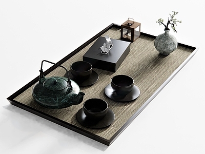 现代茶具 茶杯茶壶 茶盘茶托 茶盏 手提插画 茶盒