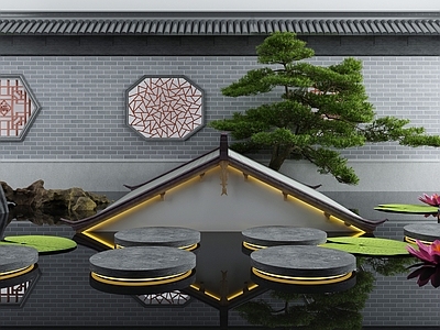 新中式假山山水