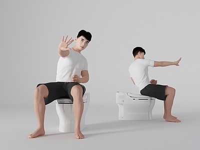 现代蹲坑男人