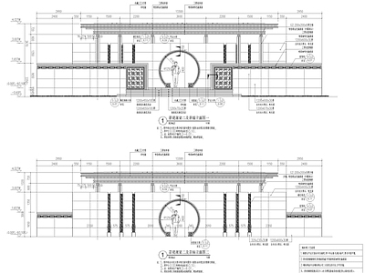月洞门景观廊架 施工图 效果图
