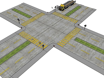 现代道路 混凝土公路 十字马路 卡车货车