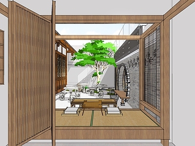 中式茶馆 庭院