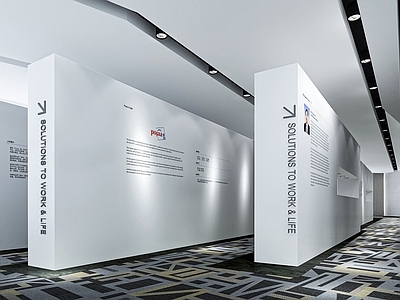 现代商业展厅 展馆 展览 展板 文化墙 宣传栏 企业墙 展示墙 触控机