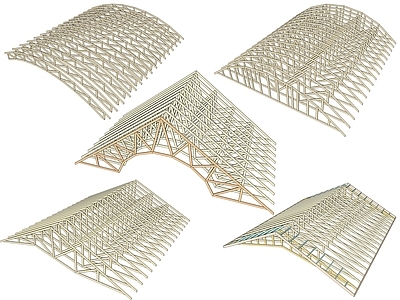 现代坡屋顶构件 木结构风格建筑