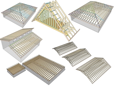 现代坡屋顶构件 木结构