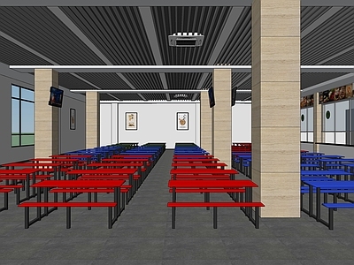 现代学校食堂 公共餐桌椅 公共餐厅