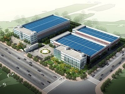 泵业厂房 施工图 效果图 工业建筑