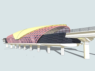 现代地铁站 高铁动车站 轻轨站台 高架桥 火车动车 廊桥