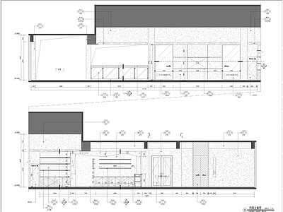 健身会所健身区擂台区立面图 施工图