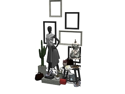 现代服装模特 橱展示 服装架