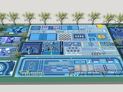 现代篮球场 体育活动场地 户外活动设施 健身设施 登高面景观做法集合