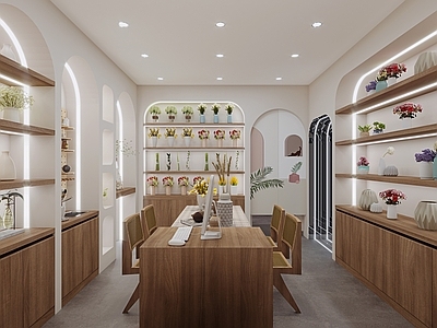 现代花店 橱 花束 扎花处 花房 植物