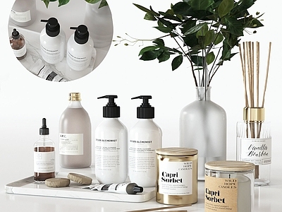 现代洗浴用品 化妆品 香薰 花瓶