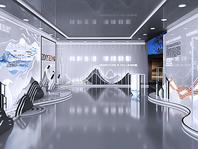 现代商业展厅 商铺 水展厅 展览展示 橱