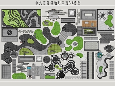 中式铺地 庭院 庭院枯水 图案