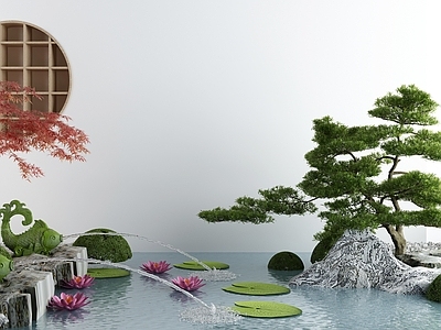 新中式假山水景