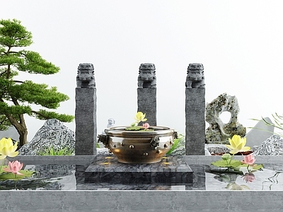 新中式假山水景