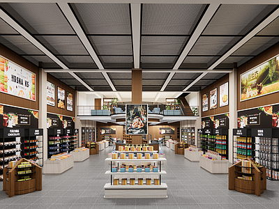 现代超市 购物中心 货架 便利店 生活用品区
